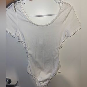 White bodysuit with braided side